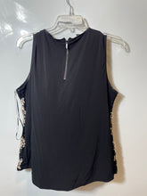 Load image into Gallery viewer, Alfani Womens Black Beige Sequin Sleeveless Round Neck Back-Zip Tank Top Size XL
