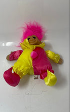 Load image into Gallery viewer, Russ Berrie Pink Yellow Brown Eyes Collectible Clown Jester Plush Troll Doll
