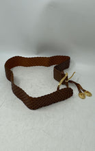 Load image into Gallery viewer, Michael Kors Womens 553633 Brown Gold-Tone Buckle Leather Braided Belt
