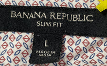 Load image into Gallery viewer, Banana Republic Mens White Printed Short Sleeve Collared Button-Up Shirt Size L
