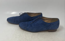 Load image into Gallery viewer, J.Crew Womens Blue Suede Cap Toe Stacked Heel Lace-Up Oxford Shoes Size 8.5
