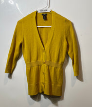 Load image into Gallery viewer, Ann Taylor Womens Yellow Knitted 3/4 Sleeve Button Front Cardigan Sweater Sz XS

