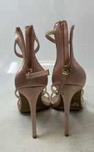 Load image into Gallery viewer, Bebe Womens Berdine Pink Gold Zipper Open Toe Stiletto Strappy Heels Size 9

