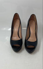 Load image into Gallery viewer, Enzo Angiolini Womens Black Leather Peep Toe Slip-On Pump Heels Size 6.5 M
