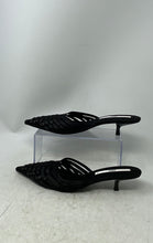 Load image into Gallery viewer, Zara Womens Black Woven Pointed Toe Slip-On Kitten Mule Heels Size EUR 41
