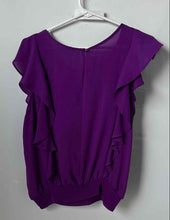 Load image into Gallery viewer, Forever 21 Womens Purple Short Flutter Sleeve Elastic Waistband Blouse Top Sz M
