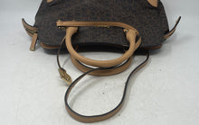 Load image into Gallery viewer, Calvin Klein Womens Brown Monogram Leather Bottom Studs Shoulder Satchel Bag
