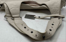 Load image into Gallery viewer, Puntotres Womens Ivory Leather Studded Double Handle Shoulder Handbag No Strap
