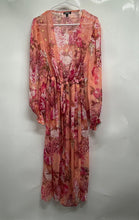 Load image into Gallery viewer, Express Womens Multicolor Printed Long Sleeve Waist Tie Maxi Dress Size XL

