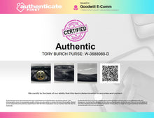 Load image into Gallery viewer, Authentic Tory Burch Womens Reva Black Leather Logo Flap Clutch Purse Damaged
