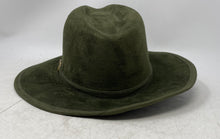 Load image into Gallery viewer, Unbranded Mens Olive Green Suede Wide Brim Adjustable Fedora Hat Size M
