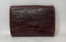 Load image into Gallery viewer, Fossil Womens Brown Croc-Embossed Leather Turn Lock Inner Pocket Clutch Wallet
