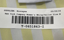 Load image into Gallery viewer, New York &amp; Company Womens White Yellow Striped Button Front Blouse Top Size M
