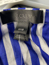 Load image into Gallery viewer, J.Crew Womens Blue White Striped Short Sleeve Ruffle Fit &amp; Flare Dress Size XXS
