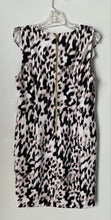 Load image into Gallery viewer, Calvin Klein Womens Black White Animal Print Ruffle Sheath Dress Size 12
