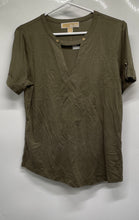 Load image into Gallery viewer, Michael Kors Womens Green Short Sleeve Keyhole Neck Pullover Blouse Top Size S/P
