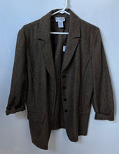 Load image into Gallery viewer, K.C. Spencer Womens Brown Herringbone Print Four-Button Blazer Jacket Size 16
