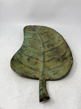 Load image into Gallery viewer, Green Leaf Shaped Centerpiece Collectible Footed Trinket Dish Tray
