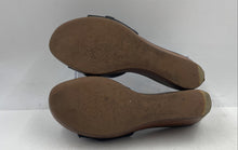 Load image into Gallery viewer, Authentic Tory Burch Womens Black Leather Wedge Heel Slide Sandals Sz 8M Damaged
