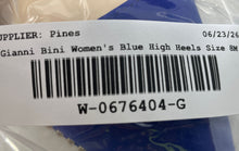 Load image into Gallery viewer, Gianni Bini Womens Blue Buckle Pointed Toe High Slingback Heels Size 8 M
