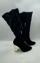 Load image into Gallery viewer, Charles Albert Womens Black Round Toe Block Heel Over The Knee Boots Size 9M
