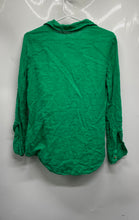 Load image into Gallery viewer, Zara Womens Green Linen Long Sleeve Collared Blouse Top Size XS
