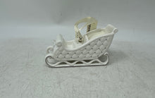 Load image into Gallery viewer, Pandora Holiday Seasonal Ceramic Ribbon Decorative Collectible Sleigh Ornament
