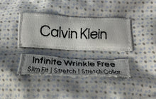 Load image into Gallery viewer, Calvin Klein Mens White Printed Slim Fit Stretch Dress Shirt Size 15.5 34/35
