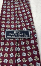 Load image into Gallery viewer, Mens Burgundy Geometric Print Silk Adjustable Designer Tie Made In Italy

