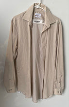 Load image into Gallery viewer, Calvin Klein Mens Beige Cotton Long Sleeve Slim-Fit Dress Shirt Size L
