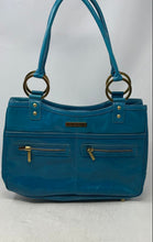 Load image into Gallery viewer, Charles David Womens Blue Leather Inner Pocket Bottom Studs Satchel Handbag
