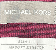 Load image into Gallery viewer, Michael Kors Mens Wine Airsoft Stretch Slim Fit Dress Shirt Size L 16.5
