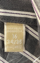 Load image into Gallery viewer, Michael Kors Mens Gray White Striped Collared Long Sleeve Dress Shirt Size 16
