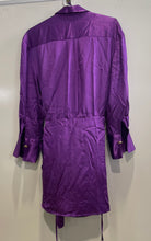 Load image into Gallery viewer, Zara Womens Purple Satin Long Sleeve Collared Tie Short Wrap Dress Size M
