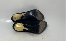 Load image into Gallery viewer, Laundry By Shelli Segal Womens Black Yellow Open Toe Slip-On Pump Heels Size 7M
