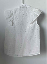 Load image into Gallery viewer, Zara Womens White V-Neck Short Sleeve Front Split Eyelet Blouse Top Size Small

