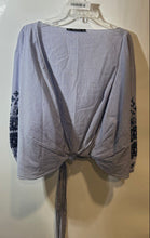Load image into Gallery viewer, Zara Basic Womens White Blue Striped Embroidered Wrap Blouse Top Size S
