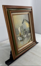 Load image into Gallery viewer, Signed Home Decorative Wall Hanging Framed Sailboats At The Dock Art Painting

