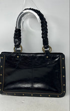 Load image into Gallery viewer, Kate Landry Womens Black Leather Double Handle Studded Shoulder Bag With Tags
