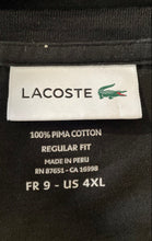 Load image into Gallery viewer, Lacoste Mens Black Pima Cotton Short Sleeve Crew Neck Pullover T-Shirt Size 4XL
