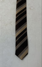 Load image into Gallery viewer, Pierre Cardin Mens Brown Striped Keeper Loop Adjustable Pointed Tie
