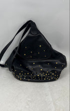 Load image into Gallery viewer, Nine West Womens Black Leather Studded Inner Pocket Zipper Sling Bag
