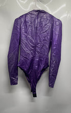 Load image into Gallery viewer, Zara Womens Purple Long Sleeve V-Neck Back Zip One-Piece Bodysuit Size XS
