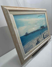 Load image into Gallery viewer, Naples Pier Florida Oil Painting Signed Beach Coastal Seascape Wall Decor Art
