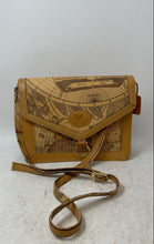 Load image into Gallery viewer, Allan Edward Womens Brown Map Print Inner Pockets Adjustable Strap Crossbody Bag
