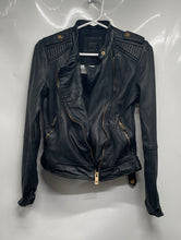 Load image into Gallery viewer, Zara Basic Womens Black Leather Long Sleeve Full-Zip Biker Jacket Size Small

