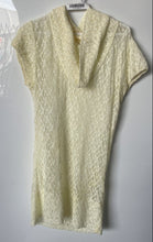 Load image into Gallery viewer, Cache Womens Vanilla Lace Floral Short Sleeve Cowl Neck Shift Dress Size Large
