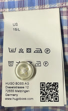 Load image into Gallery viewer, Hugo Boss Mens Blue Multicolor Plaid Print Sharp Fit Dress Shirt Sz 15 34/35
