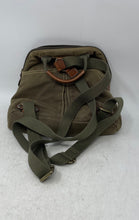 Load image into Gallery viewer, Fossil Womens Green Canvas Leather Trim Outer Pocket Adjustable Straps Backpack
