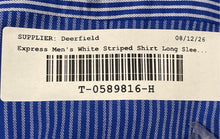 Load image into Gallery viewer, Express Mens Blue White Striped Long Sleeve Extra Slim Fit Dress Shirt Size L
